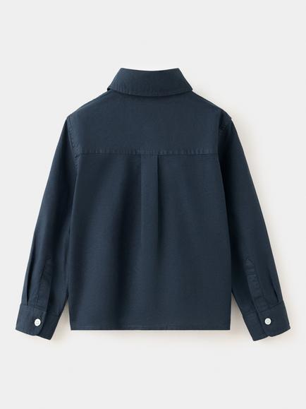 Mango Kids' Cotton Popover Shirt, Navy - view 2, Navy