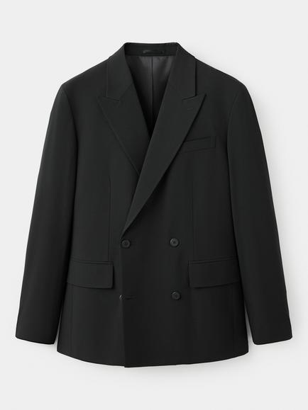 Mango Boston Regular Fit Double Breasted Suit Jacket, Black, Black