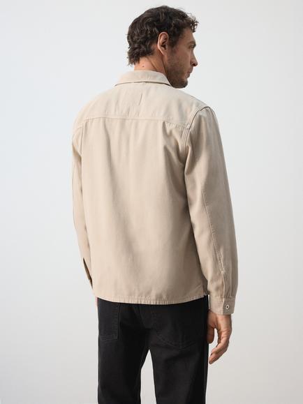 Mango Pure Cotton Shacket, Navy - view 2, Beige