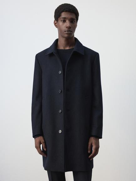 Mango Wool Blend Overcoat, Midnight Blue, Midnight Blue
