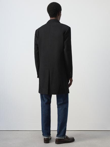 Mango Wool Blend Overcoat, Black - view 2, Black