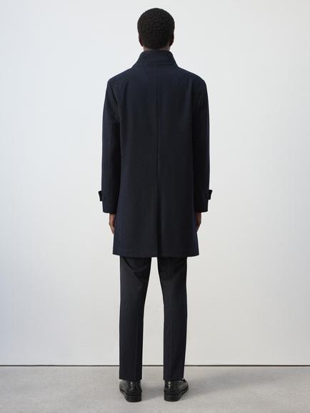 Mango Wool Blend Longline Overcoat - view 2, Midnight Blue
