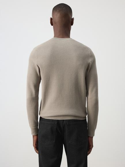 Mango Cotton Rich Crew Neck Jumper - view 2, Mink