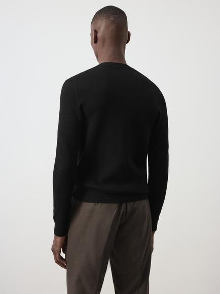 Mango Cotton Rich Crew Neck Jumper - view 2, Black