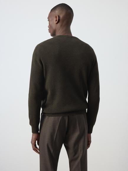 Mango Cotton Crew Neck Jumper, Blue - view 2, Chocolate