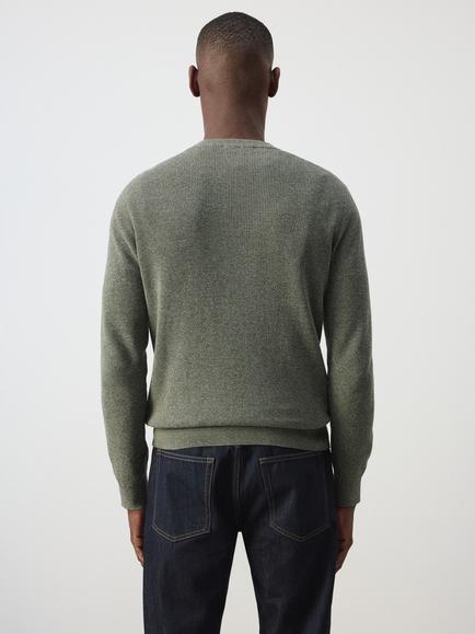 Mango Cotton Crew Neck Jumper, Blue - view 2, Khaki