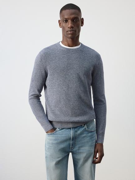 Mango Cotton Crew Neck Jumper, Blue, Blue