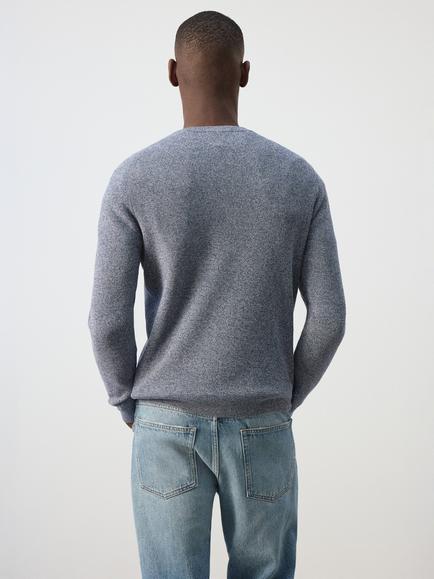 Mango Cotton Crew Neck Jumper, Blue - view 2, Blue