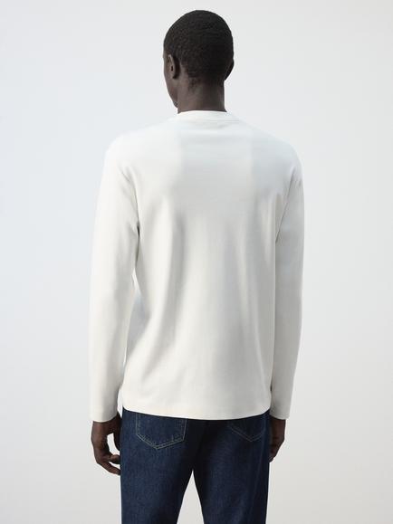Mango Pure Cotton Long Sleeve Crew Neck T-Shirt - view 2, White