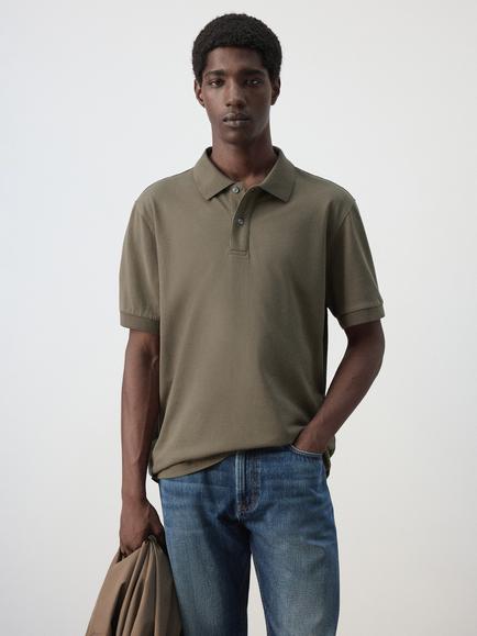 Mango Rea Pure Cotton Short Sleeve Polo Shirt, Mink, Mink