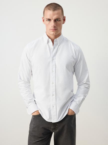 Mango Oxford Slim Fit Button Collar Cotton Shirt, White