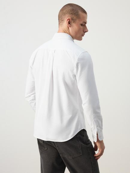 Mango Oxford Slim Fit Button Collar Cotton Shirt - view 2, White