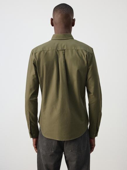 Mango Oxford Slim Fit Button Collar Cotton Shirt - view 2, Khaki