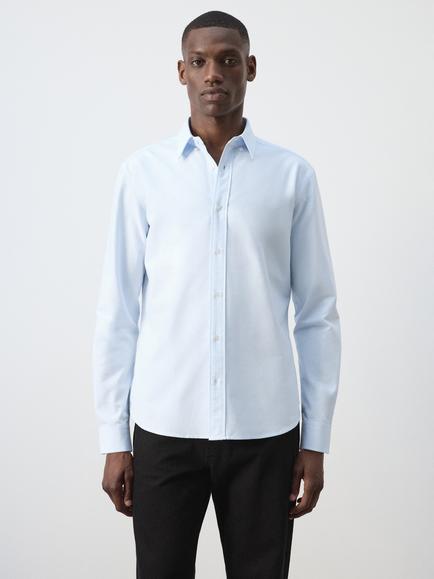 Mango Oxford Slim Fit Button Collar Cotton Shirt, Sky Blue