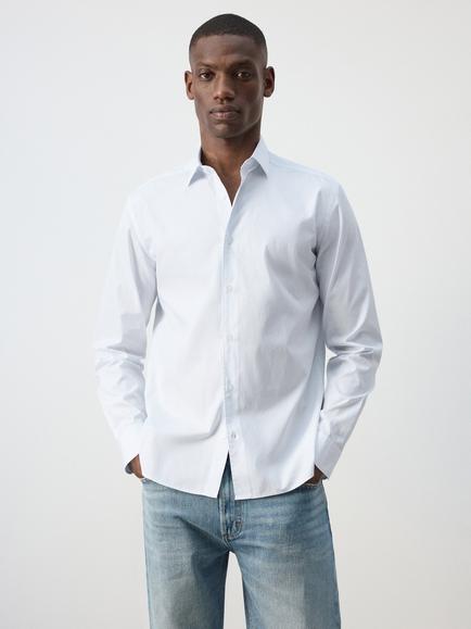 Mango Player Pure Cotton Striped Long Sleeve Shirt, White, White
