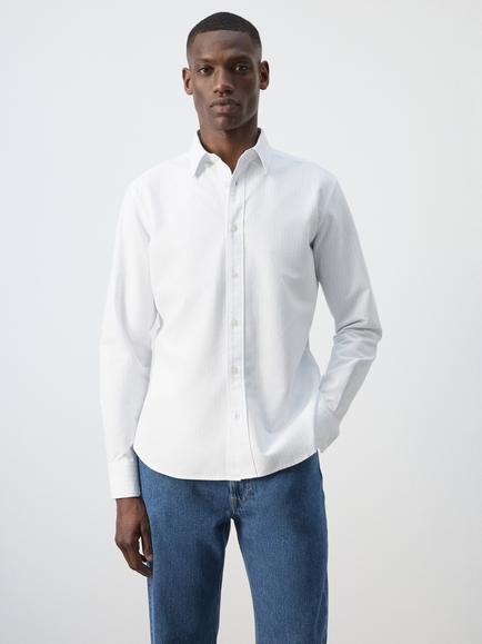 Mango Long Sleeve Cotton Shirt, Sky Blue, Sky Blue