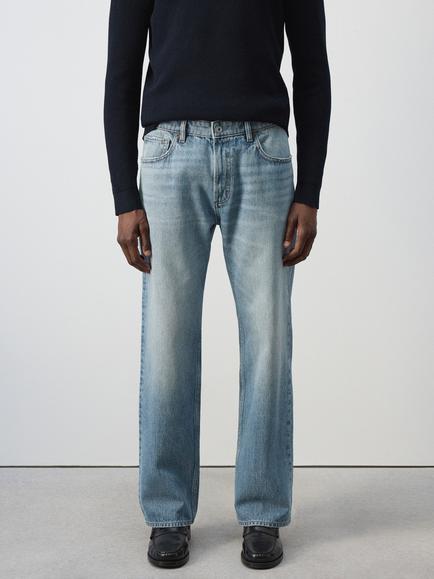 Mango Tejano Mid Rise Relaxed Straight Leg Jeans, Blue, Blue