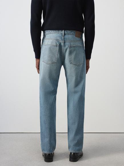 Mango Tejano Mid Rise Relaxed Straight Leg Jeans, Blue - view 2, Blue