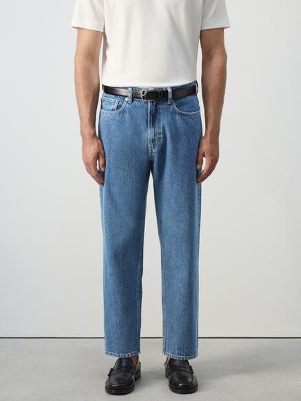 Mango Sammy Mid Rise Loose Leg Jeans, Blue, Blue