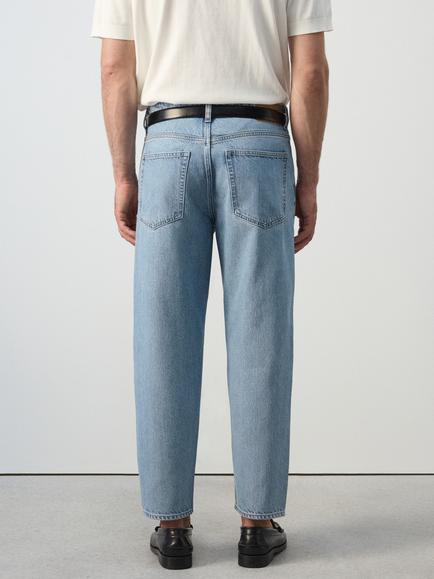 Mango Sammy Mid Rise Tapered Leg Jeans, Light Blue - view 2, Light Blue