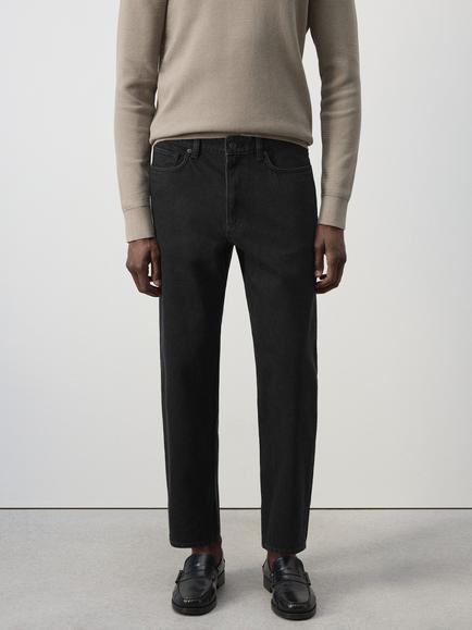 Mango Sammy Mid Rise Tapered Leg Jeans, Black, Black