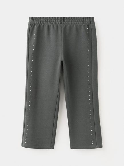 Mango Kids' Mid Rise Stud Trim Detail Joggers, Anthracite, Anthracite