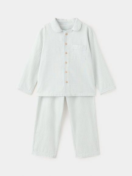 Mango Kids' Serene Check Pyjama Set, Aqua, Aqua