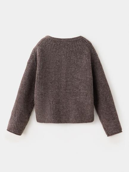 Mango Kids' Ribbed Cardigan, Brown - view 2, Brown