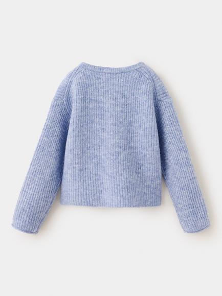 Mango Kids' Ribbed Cardigan, Blue - view 2, Blue