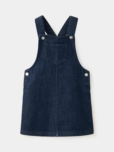 Mango Kids' Pocket Denim Pinafore Mini Dress, Blue, Blue