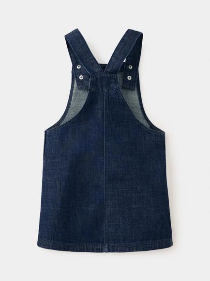 Mango Kids' Pocket Denim Pinafore Mini Dress, Blue - view 2, Blue