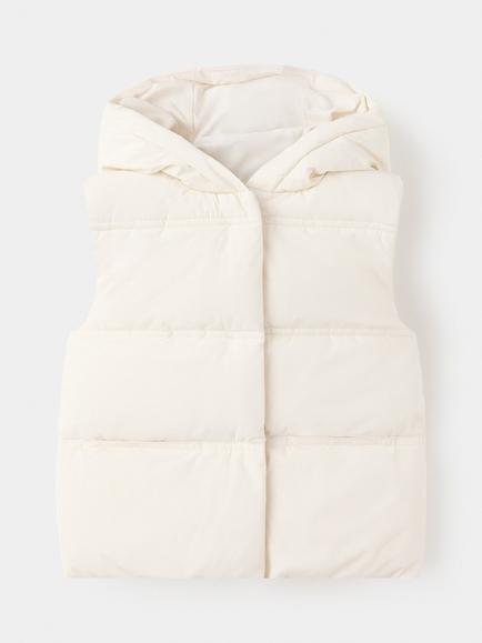 Mango Kids' Chaleco Lira Hooded Puffer Gilet, Off White, Off White