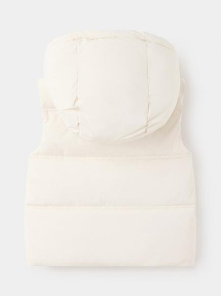 Mango Kids' Chaleco Lira Hooded Puffer Gilet, Off White - view 2, Off White
