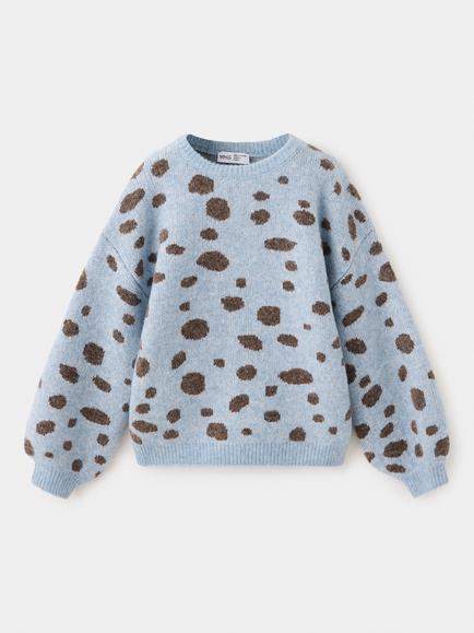 Mango Kids' Dalmatian Spot Jumper, Sky Blue, Sky Blue