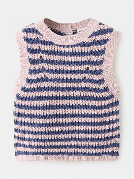 Mango Kids' Sleeveless Crew Neck Knit Vest, Mauve, Mauve