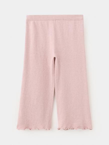 Mango Baby Cotton Cropped Wide Leg Trousers, Pink, Pink
