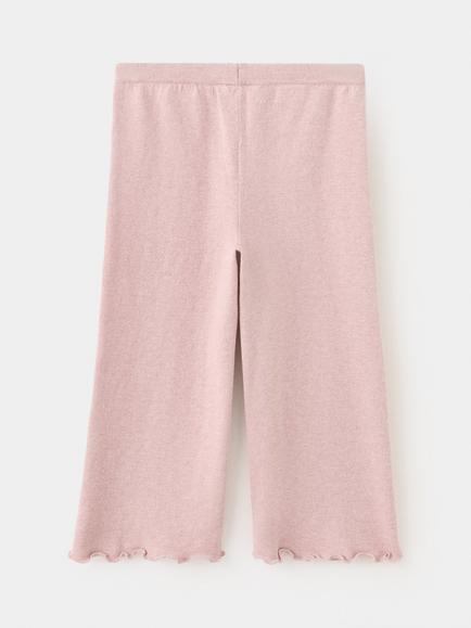 Mango Baby Cotton Cropped Wide Leg Trousers, Pink - view 2, Pink