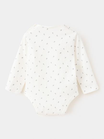 Mango Baby Leaf Print Bodysuit, Off White - view 2, Off White