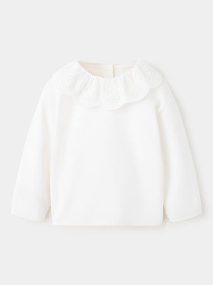 Mango Baby Sudadera Scallop Collar Sweatshirt, Off White, Off White
