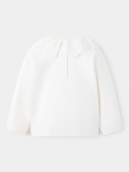 Mango Baby Sudadera Scallop Collar Sweatshirt, Off White - view 2, Off White
