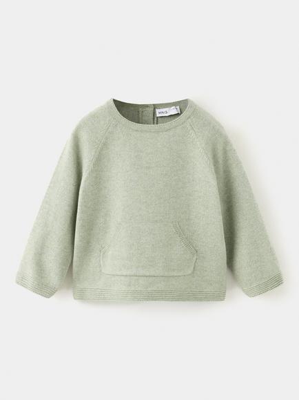 Mango Baby Crew Neck Kangaroo Pocket Sweatshirt, Green, Green