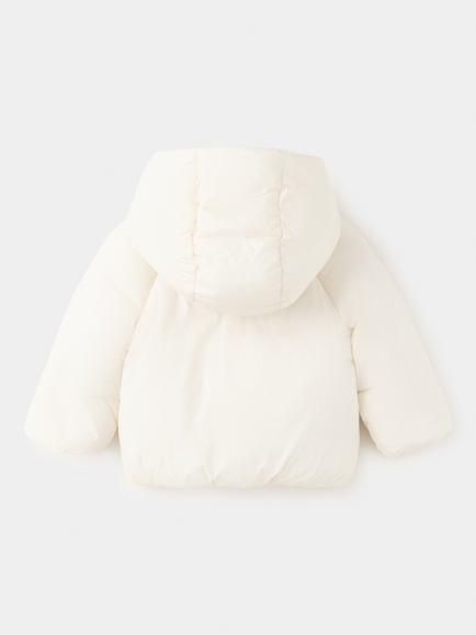 Mango Baby Hooded Puffer Jacket, Off White - view 2, Off White