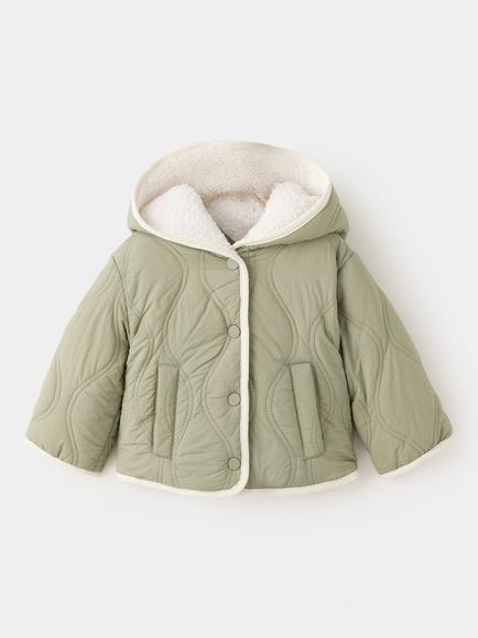 Mango Baby Quilted Hooded Jacket, Green, Green