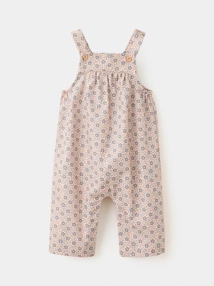 Mango Baby Floral Dungarees, Pink, Pink