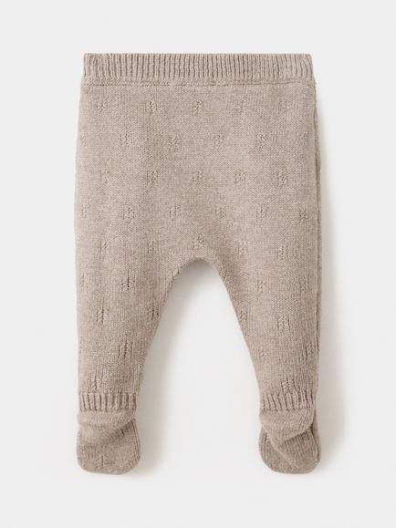 Mango Baby Pointelle Footed Ribbed Leggings, Taupe - view 2, Taupe