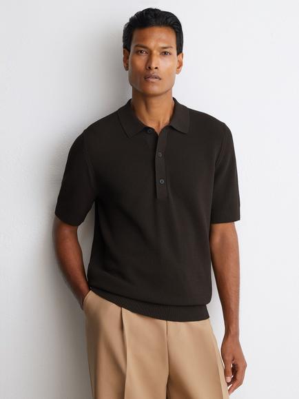 Reiss Warren Polo Shirt, Chocolate Brown, Chocolate Brown