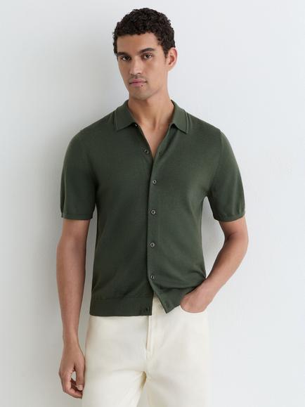 Reiss Drayton Regular Fit Wool Shirt, Dark Green, Dark Green