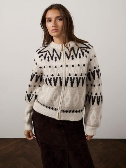 Mint Velvet Fair Isle Knit Cardigan, Natural, Natural