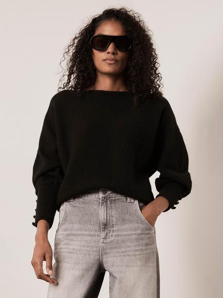 Mint Velvet Batwing Sleeve Knit Jumper, Black, Black