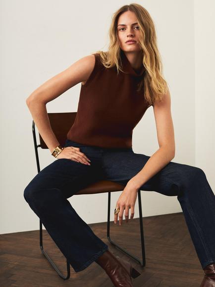 Mint Velvet Cowl Neck Sleeveless Knit Top, Brown, Brown